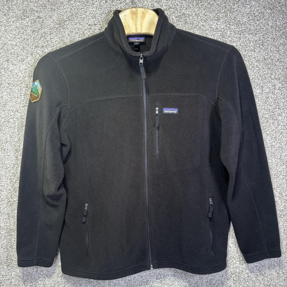 Patagonia Synchilla Jacket Mens XL Black Fleece Full Zip Accelerate Patch - Picture 2 of 9
